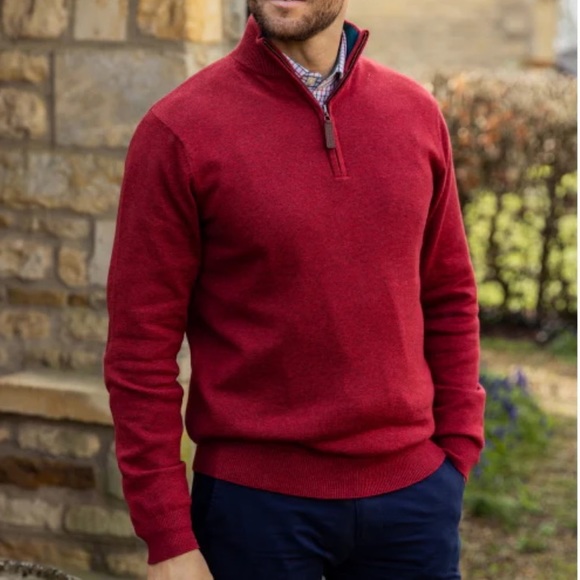 J. Crew Gray Red Fair Isle Lambswool 1/4 Zip Pullover Sweater - Picture 13 of 14